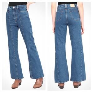 Amendi Joni Mid Blue High Rise Flare Denim Jeans Women Size 28